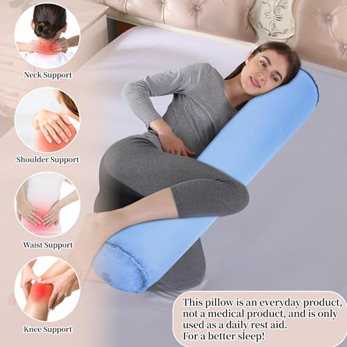 Almohada inflable cuerpo 120 cm cilíndrica azul miniatura 7