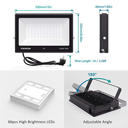Ustellar 100W Exterior Rgb Led Flood Lights Color Changing Led Waterproof Color Floodlight Dimmable Party Uplighting Landscape Wall Washer Lights Stage Lighting Halloween Decoration Outdoor #TOP6
