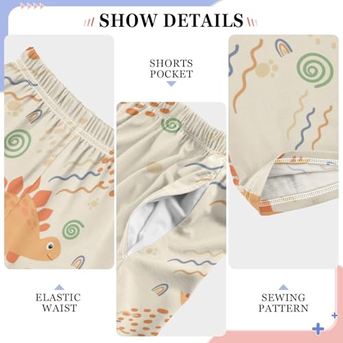 Orange Dinosaur Boys Pants Boys Athletic Pants Long Pant for Boywith Pockets Wide-Leg Size 6-14Y4