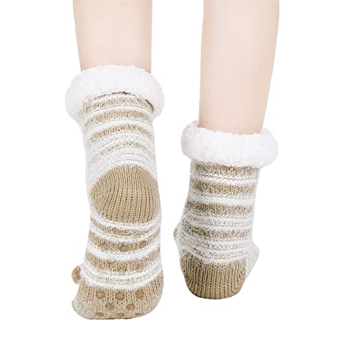 Image of Chassic Sherpa Lined Slipper Socks for Women, Non-Slip Cozy Winter House Socks, Soft Fuzzy Socks, Gifts for Women & Ladies Stocking Stuffers