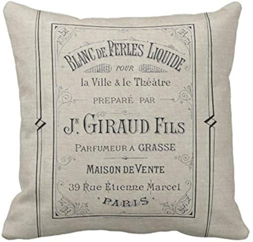 Emvency Throw Pillow Cover Vintage Advertisement French Perfume Ad Paris France Chic Decorative Pillow Case Home Decor Square 24 x 24 Inch Pillowcase