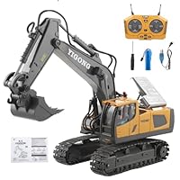 Ferngesteuerter Bagger Spielzeug mit Licht & Sound für Jungen 3-12 Jahre, 2,4 GHz Rechargeable RC Bagger mit Legierungsschaufel & 680°Drehung, Jungen Kinder Geschenk für Geburtstag Weihnachten