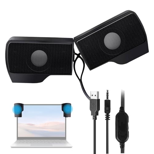 Mini barra de sonido USB – Altavoz multimedia con cable, dispositivo de audio externo con clip que proporciona un diseño de ahorro de espacio, computadora portátil, estación de trabajo, aula, hogar
