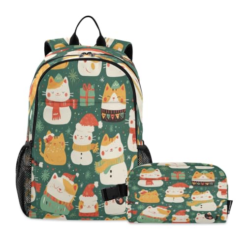 Sac à dos étudiant avec sac à déjeuner de Noël mignon pour l'école
