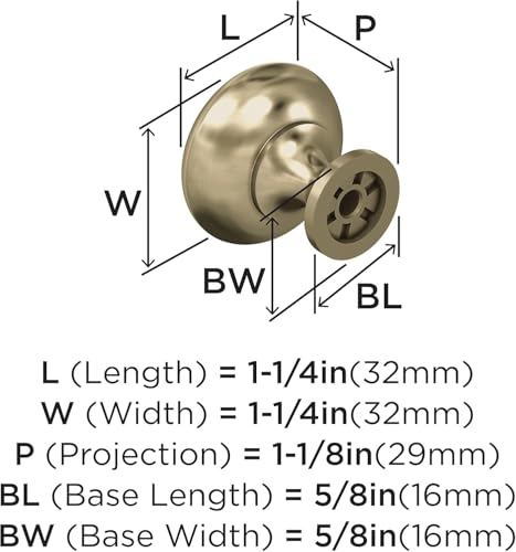 Image of Amerock 10 Pack 1-1 /4 inch Round Edona Golden Champagne Cabinet Knob | Durable Zinc drawer knob and cabinet hardware, ideal for kitchen cabinets, bathroom vanities, dressers, and furniture