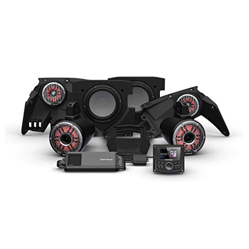 Rockford Fosgate X317-STG6 Audio Kit: PMX-3 Receiver, 1500-Watt Amp, M2 Series Color Optix Multicolor LED Lighted Front, Rear Horn Speakers & Dual Subs for Select Can-Am X3 Models (2017 – 2021)