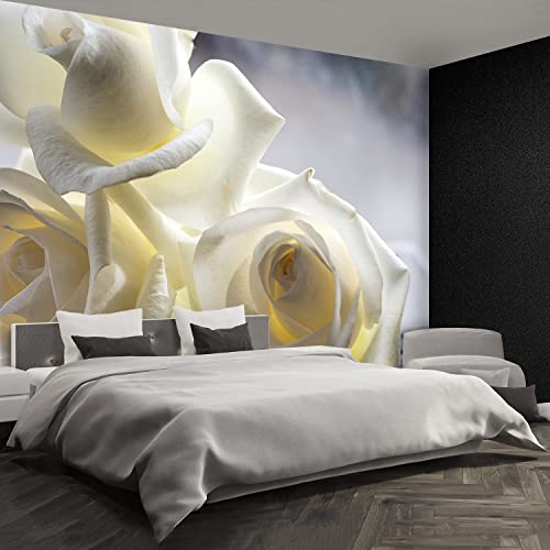 Décor mural camouflage floral Tulup grand format roses blanches