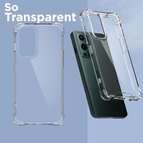 Image of Outlouders Back Cover for OnePlus 9 Pro Clear Transparent PC + TPU Bumper Case with Raised Edges for Shockproof Protection (Transparent)