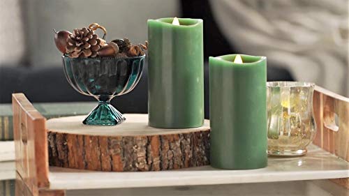 Gift Package 2 Pieces Sage Green Flameless Candles (D 3" x H 6") Flickering Flame Effect, LED Pillar Candles Battery Operated Real Wax with Timer Function and Remote - Thumbnail 3