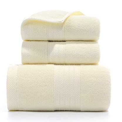 Namzi 3-teiliges Badetuch-Set, gekämmte Baumwolle, saugfähige Badetücher, weiche Duschtücher, Badezimmer-Handtuch, Luxus-Badetuch-Sets für Badezimmer, Beige