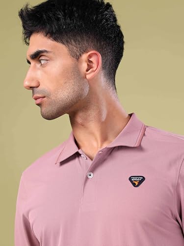 Image of TECHNOSPORT Men's Regular Fit Half Sleeve Polo T-Shirt with Collar, ELASTO Plus Quick Dry Moisture Wicking Polo Tee for Gym Sports Golf and Casual Wear
