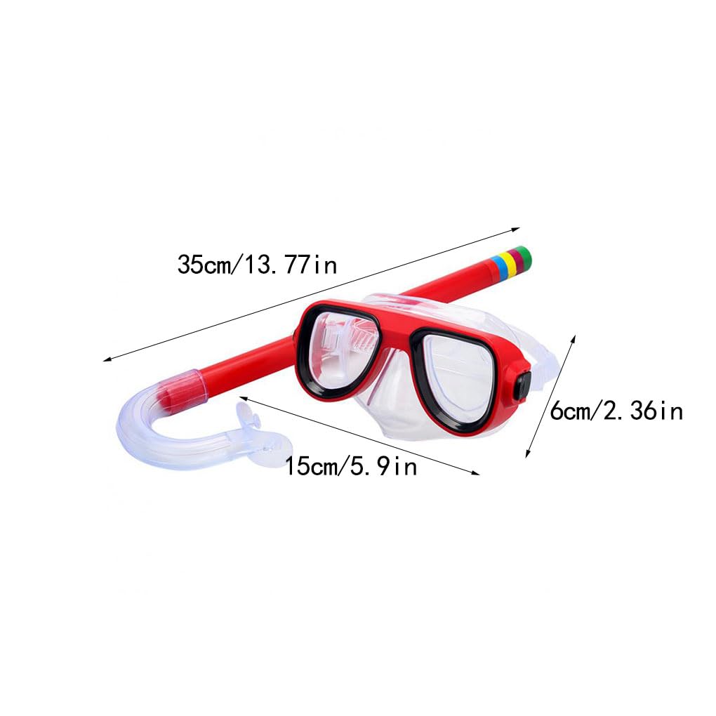 Juego de 5 protectores faciales de plástico para niños, deportes al aire libre, deportes acuáticos, buceo, piscina, gafas de protección facial con tubo de respiración, color rojo