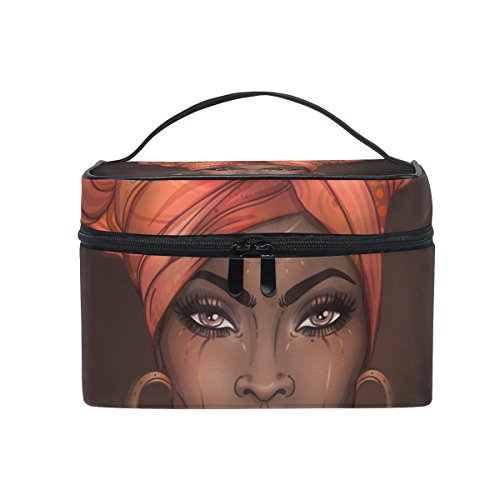 Cosmetic Bag Makeup toiletry Bag African American Woman Travel Case Organizer for Women
