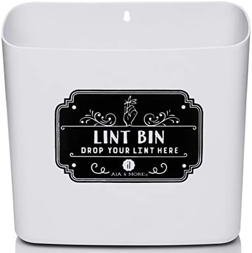 Magnetic Lint Bin For Laundry Room | Farmhouse Retro Magnetic Lint Bin for Laundry Room Storage Decor - Lint Container Space Saving Washer and Dryer Trash Can Solution Wall Mount (Off-White)