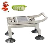 Cortador manual de verduras de acero inoxidable, cortador multiusos con 4 ventosas, grosor ajustable para tomates, pepinos, cebollas y jamón