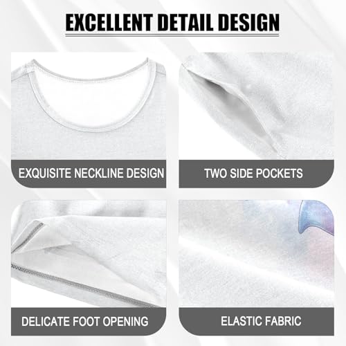 Floral Dolphin Watercolor Pajama Set Short Sleeve Nightwear Soft Clothes Set Summer Pajamas Cotton 5Y4