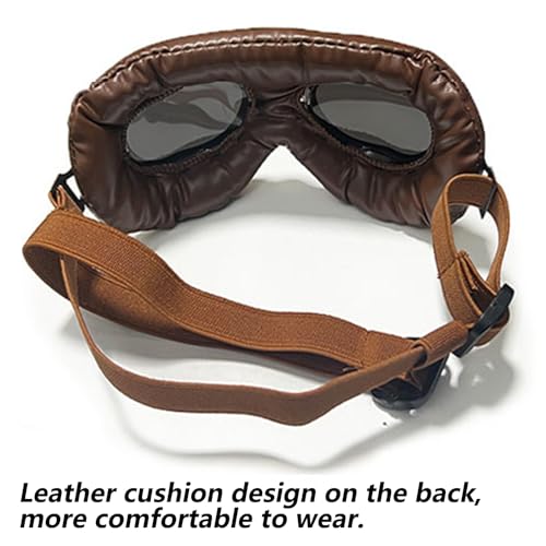 FOSDICK 1Pcs Retro Hundebrille, Brille Hund UV-Schutz, Winddicht Hunde Brille, Sonnenbrille Hund mit Verstellbare Riemen, Hundesonnenbrille für Mittel Große Hunde, zum Autofahren,Outdoor-Aktivitäten
