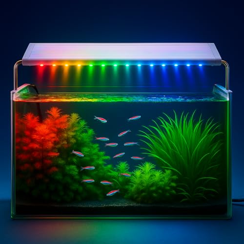 Image of VAYINATO P-600 Series LED Aquarium Light - Full Spectrum (WRGB) High Brightness, Extendable Brackets (50-60cm), Energy-Saving Fish Tank Lighting for Freshwater & Saltwater Plants