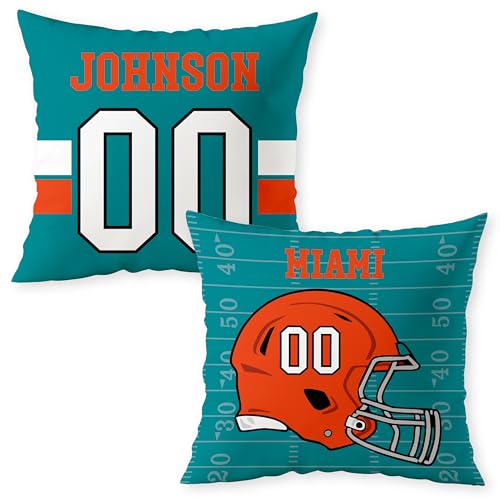 Winslow & Brody Personalized Football Custom Pillow - USA Made - Sports Decor for Football Fans - American Football Custom Fan Gift with Helmet Number, Name, City, and Team Colors (16