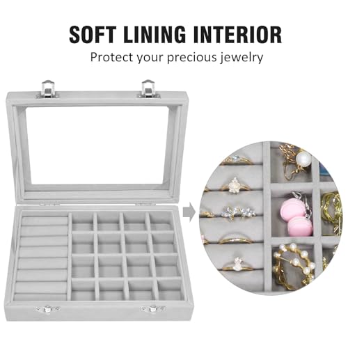 Image of Vicoter Rings Organizer Tray 7 Slots Velvet Jewelry Earring Storage Box
