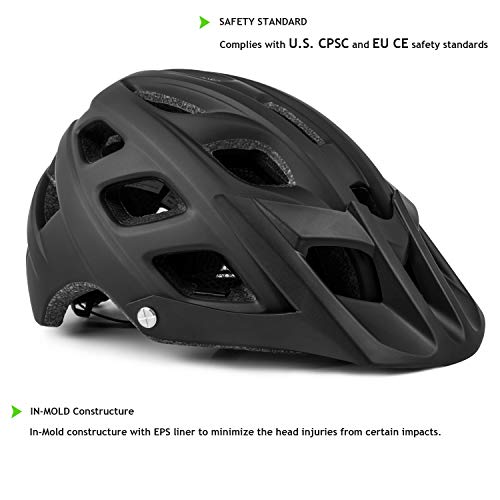 Image of Exclusky Mountain Bike Helmet, MTB Helmet Adult Lightweight Breathable Mens Bike Helmet Cycling Road Bicycle Cycle Helmet 56-61cm (Black)