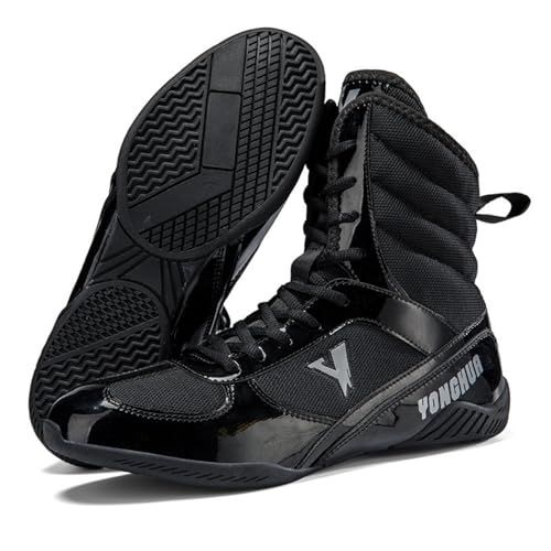 Hixingo Zapatos de Boxeo para Hombre Mujer 39-47, Zapatillas Boxeo Hombre Mujer Cons Uelas de Goma Antideslizantes Zapatillas Lucha Libre Ligero y Respirable (2190 Negro,43)