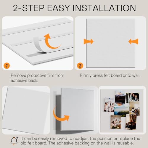 Image of MaxGear Extra Large Bulletin Board 72 inch x 48 inch, White Felt Wall Tiles Pushpin