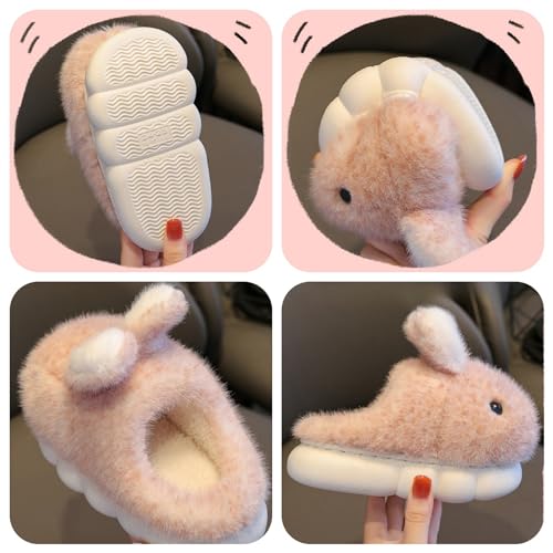 Image of Cute Women's Rabbit Slippers - Warm & Plush, Cartoon Design, Perfect for Winter & Indoor /Outdoor Use