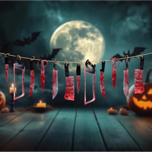 Oeyliz Halloween Bloody Fake Knife Banner Halloween Party Decoration 1PCS - image 8