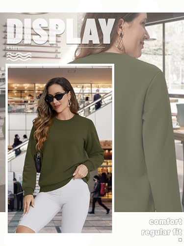 Image of TACVASEN Women's Crewneck Sweatshirt Fleece Lined Sherpa Pullover Winter Shirt Warm Sweaters Long Sleeve Tops