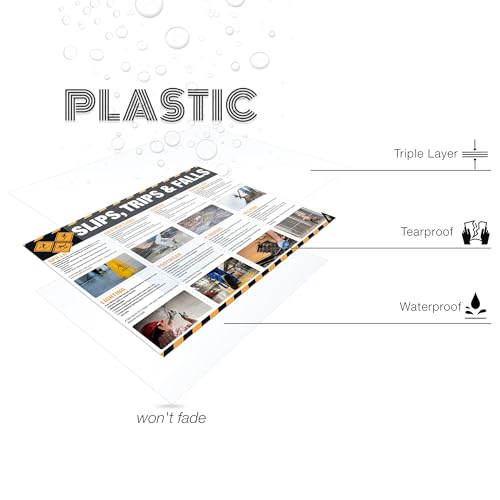 slips trips and falls safety poster  workplace fall prevention sign osha-compliant visual guide for spills cables obstructions 18x2434 waterproof amp tearproof wall chart