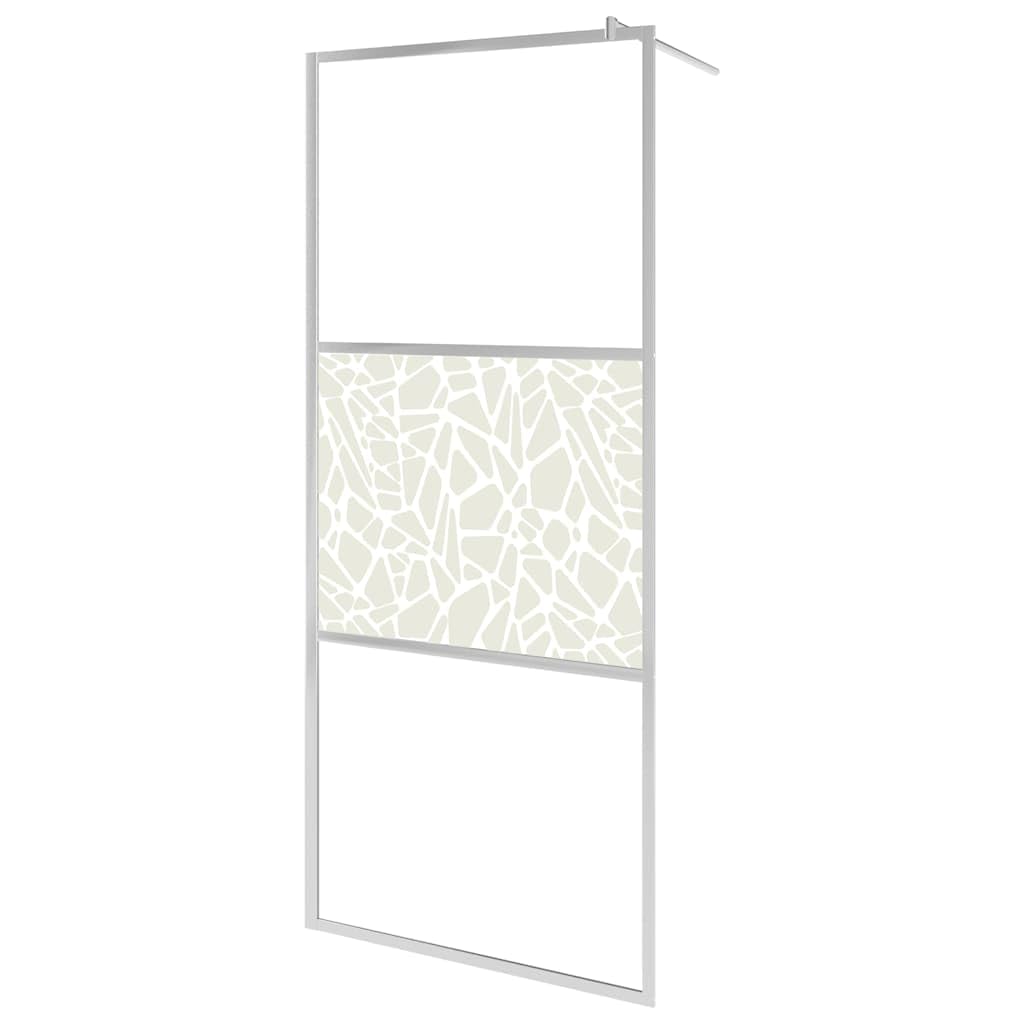 Fengshui Mampara de ducha de cristal templado 100 x 195 cm | Cristal de seguridad de 5 mm, marco de aluminio, perfil ajustable, aspecto de piedra, fácil de limpiar
