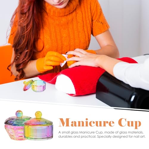 Juego de 2 recipientes de cristal para manicure con tapa miniatura 3