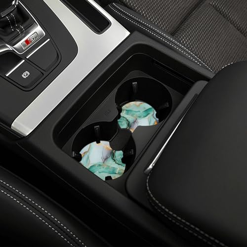 Portavasos para auto, 2 piezas, verde menta con mármol dorado miniatura 4