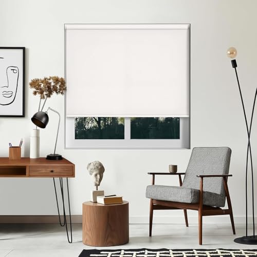 Image of Roller Blinds for Windows 42 Inch W X 48 Inch L | Light Filtering Roll-Up Shades Sun UV Protection for Home & Office White| Customised Size | Heavy Duty in 38 MM Pole.