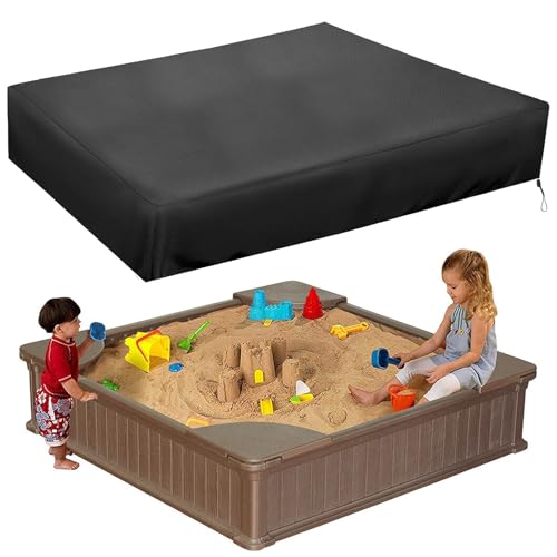 Sandkasten Abdeckung 120x120 Wasserdicht Staubdicht UV- Abdeckplane Sandkasten 210D Oxford-Stoff-Sandkastenabdeckung mit Kordelzug Geeignet für Gartenkinderspielzeug, kleine Gartenbadewanne