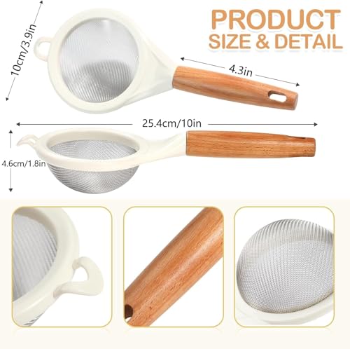 Image of PERMAFROST Stainless Steel Fine Mesh Strainer - 4.1 inch Small Channi for Tea, Juice, Cocktail, Powdered Sugar, Flour Sifting, with Easy-Grip Handle - Premium Chhanni for Kitchen Use