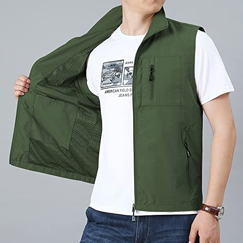 Hixiaohe Men's Causal Lightweight Outdoor Vest Fishing Travel Photo Safari Vest (Army Green-3, S) #TOP3