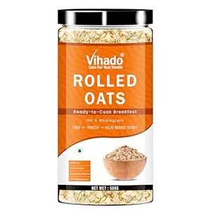 Vihado 100% Rolled Oats 500g | Ideal Breakfast (Pack of 1)