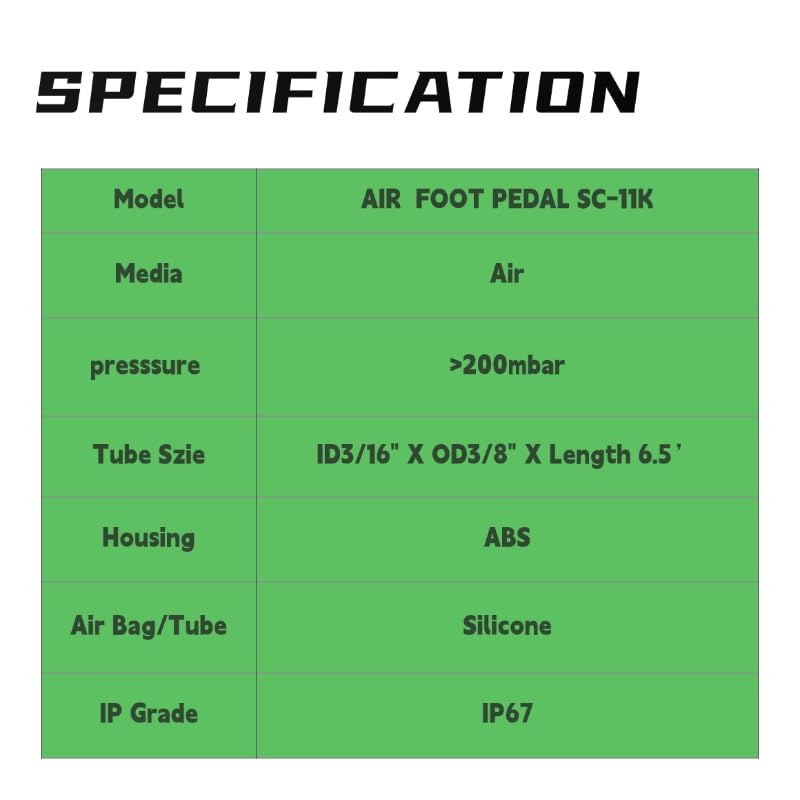 6.6ft/2m Pneumatic Air Foot Pedal Switch, Waterproof Foot-Operated Air Switch,Silicone Air Bag & Tube, ABS Housing, >200 mbar Output, for IPL Beauty Devices, Medical Equipment, and Outdoor Equipment.