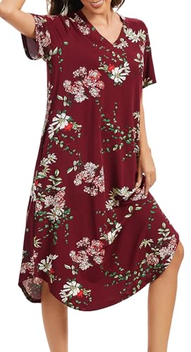 Image of Kabento Womens Short Sleeve Long Nightgowns Sleepwear
