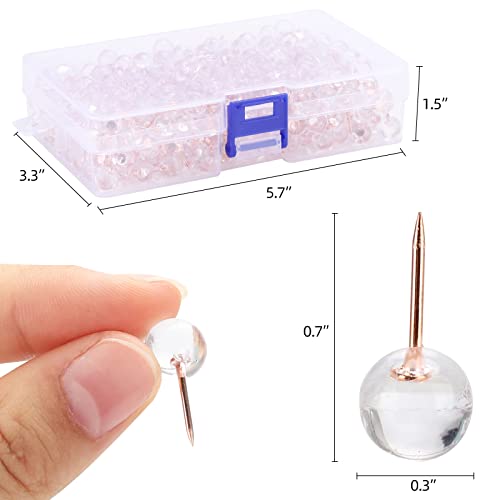Push Pins 400-Count Map Pins 0.8 Inch Transparent Round Head With Rose Gold Steel Point For Cork Board #TOP3