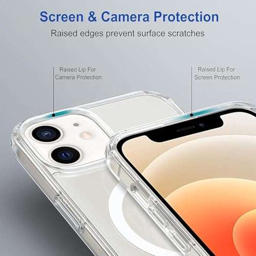 Image of DARKFIT Back Cover Case Compatible with iPhone 12 & 12 Pro | White Mag-Safe Magnetic Cover | TPU Ultra Hybrid | Camera Bump Protection | Compatible with Wireless Charging | Color Clear