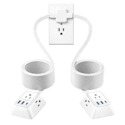 NTONPOWER Doble Extensión de 18 pies, Divisor de Cordón con 3 Tomacorrientes en Cada Lado, 2 USB-A & 1 USB-C, Enchufe Plano miniatura 1