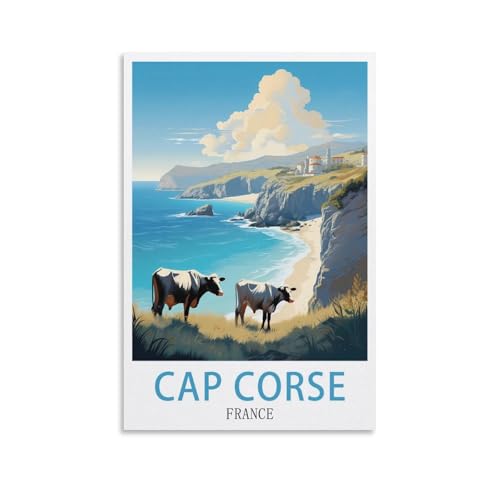 HXHNFERR Poster de voyage vintage Cap Corse France - 20 x 30 cm - Affiches murales et images d'art - Peintures pour décoration de chambre à coucher