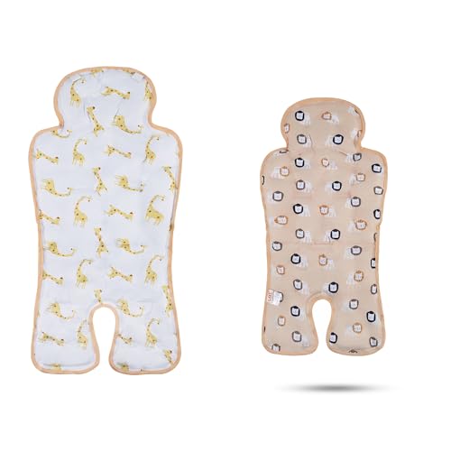 Gel Car Seat Cooler Pad,1 Pack Double Sides-Universal Baby Stroller Ice Cushion Cooler Mat,Summer Cooling Seat Liner,Multifunctional Suitable for Baby Dining Chair,Child Safety Seat (Giraffe+Lion)