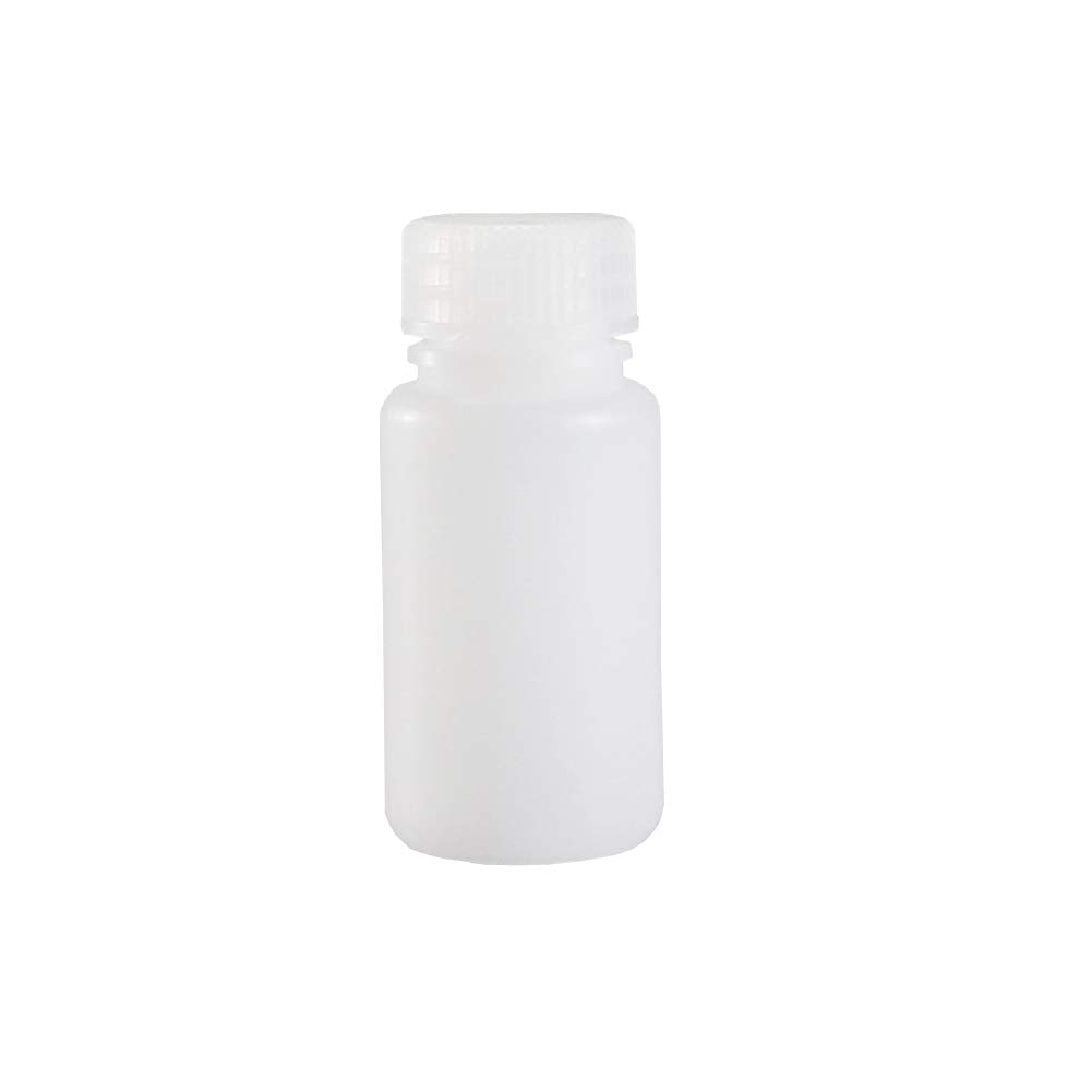 HDPE Wide Mouth Plastic Bottles with Caps, Lab Sample Bottle Reagent Bottle, 60ml, White, Pack of 10