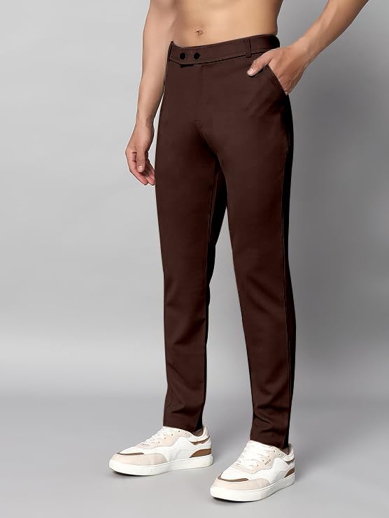 Image of Mehrang Men's Slim Fit Dress Pants, Formal Trousers with Side Pockets, (Pack of 2)