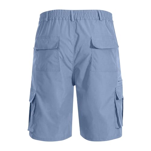 Mens Cargo Shorts Elastic Waist Loose Lightweight Outdoor Hiking Short Casual Solid Color Straight Leg Short Pants3