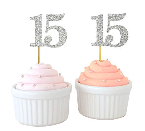 Darling Souvenir, Quinceanera 15th Birthday Cupcake Toppers, Dessert Decorations - Pack Of 20
